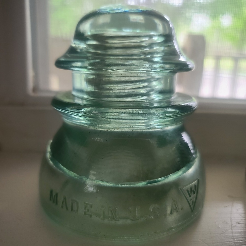 Vintage VGC Whitall Tatum Glass Insulator No 1 Aqua Blue " 12 " Very Nice - Picture 2 of 2